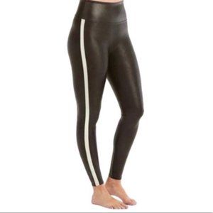 Faux Leather Side Stripe Leggings